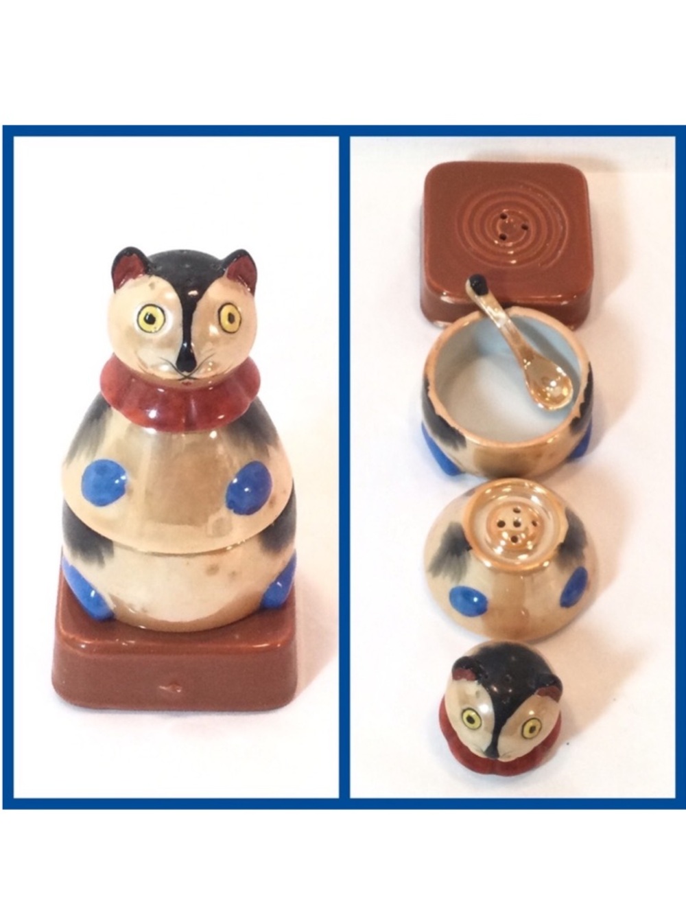 Lusterware Stacking Cat Condiment Set - RS Japan